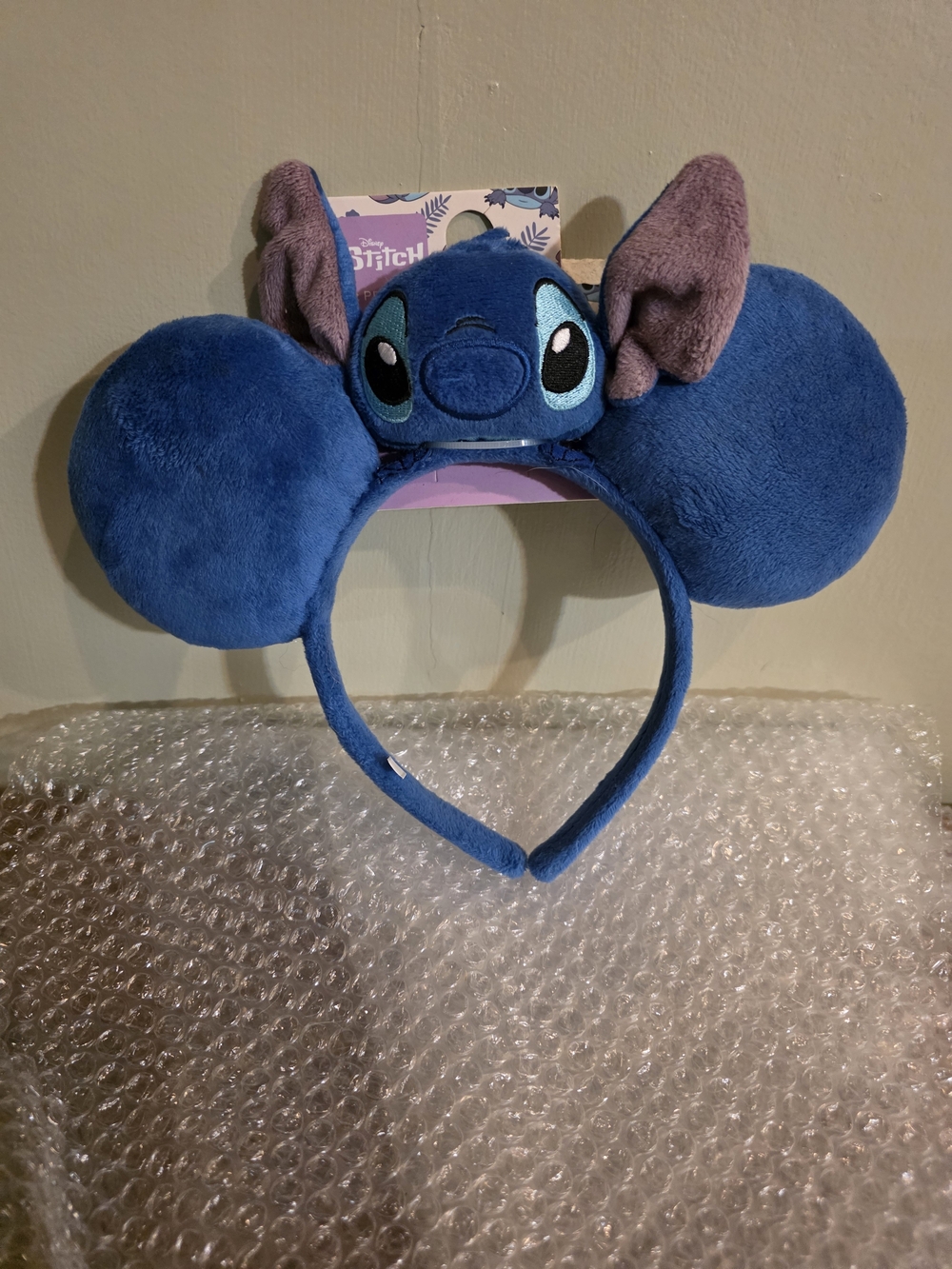 Disney Blue Stitch Plush Ear Headband with Purple Inner Ears